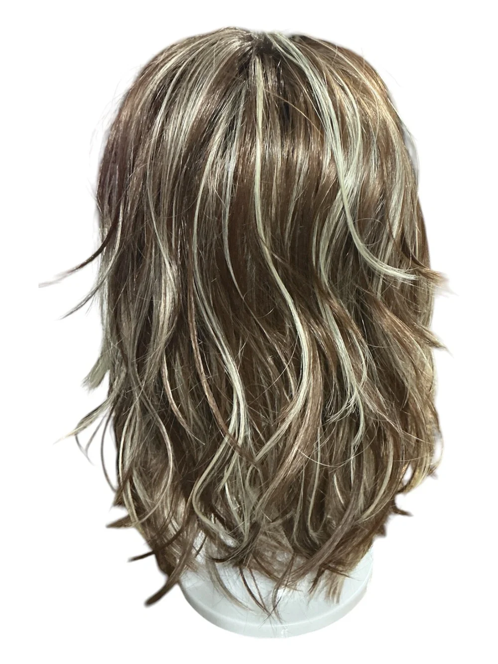 Rene of Paris Natural Layered Women's Wig in Light Brown with Blonde Highlights.
